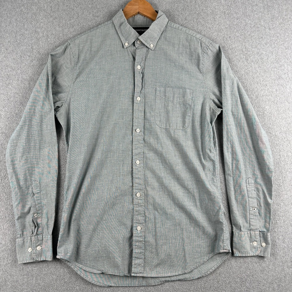 Bonobos Button Down Shirt Mens M Long Gray Stretch Slim Fit Cotton Long Sleeve